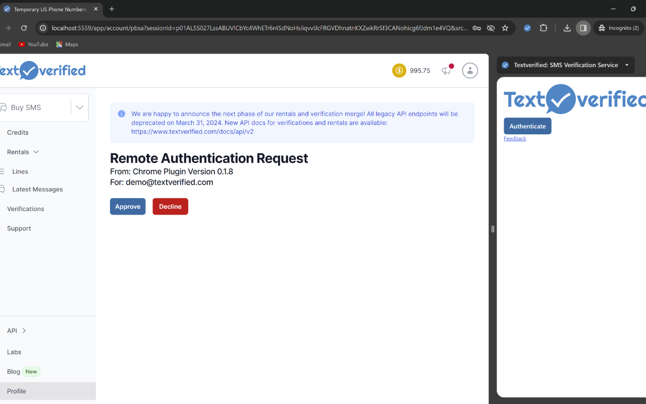 Textverified: SMS Verification Service [BETA]