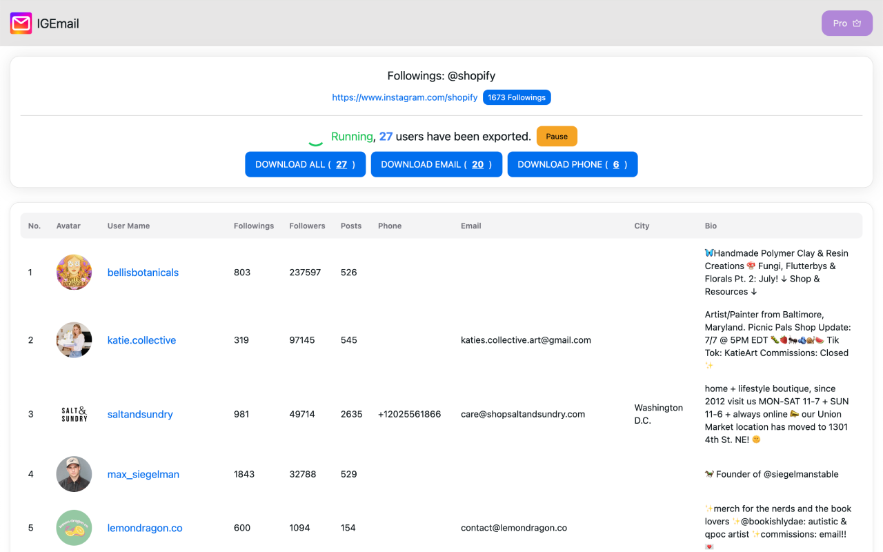 IGEmail - IG电子邮件提取器