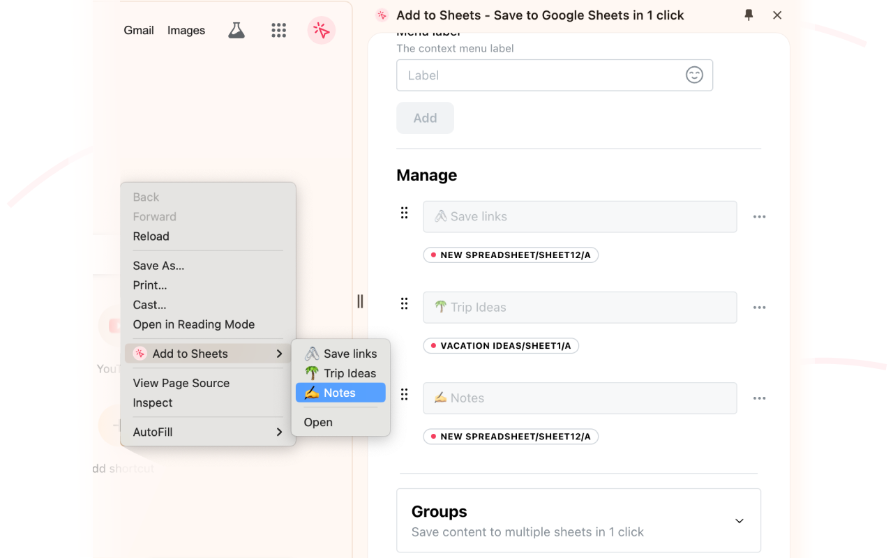 Add to Sheets - Save to Google Sheets in 1 click