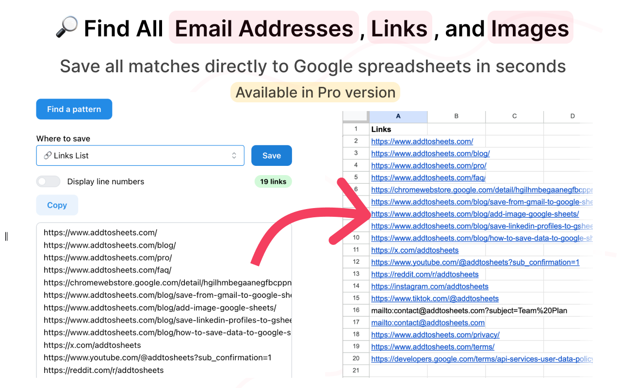 Add to Sheets - Save to Google Sheets in 1 click