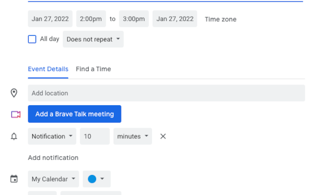 Brave Talk for Calendars