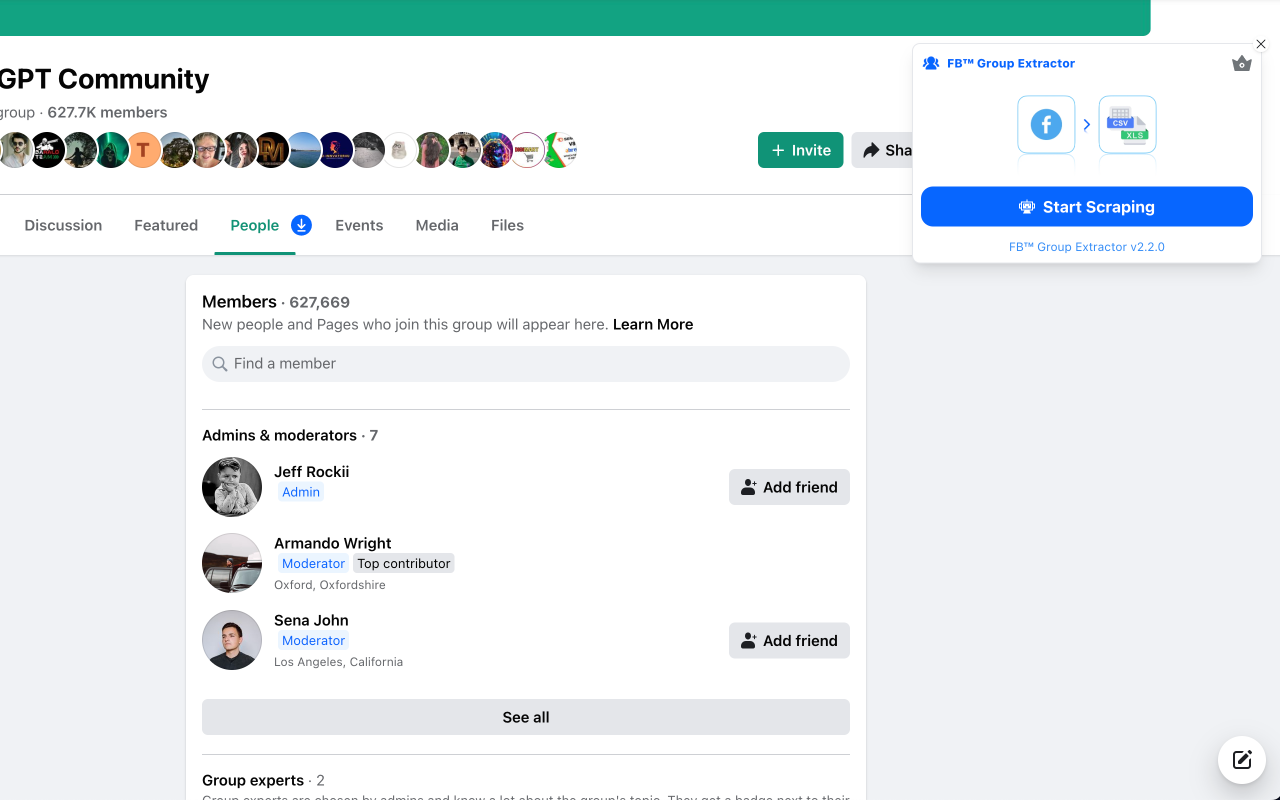 FB™的组提取器|下载Facebook™组成员
