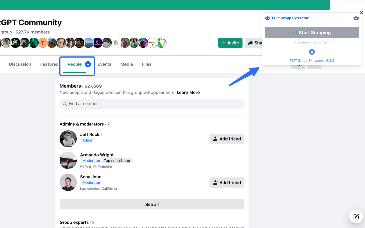 FB™的组提取器|下载Facebook™组成员
