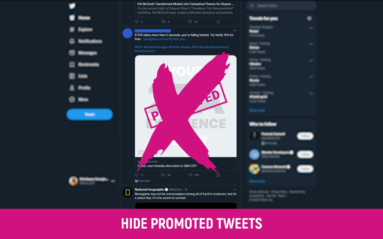 BlockZilla - 隐藏赞助的帖子和推文