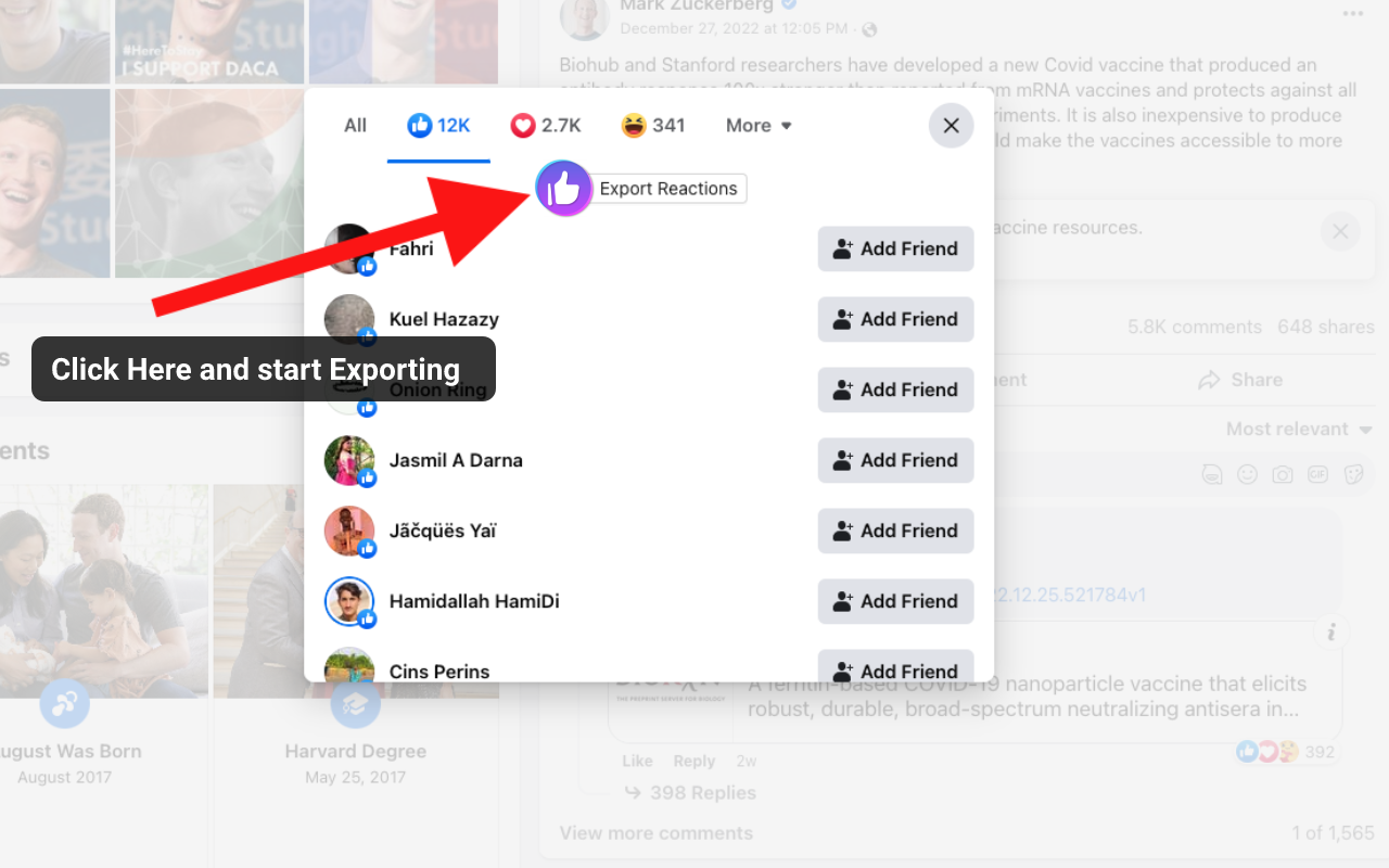 ESUIT | Reactions Exporter for Facebook™