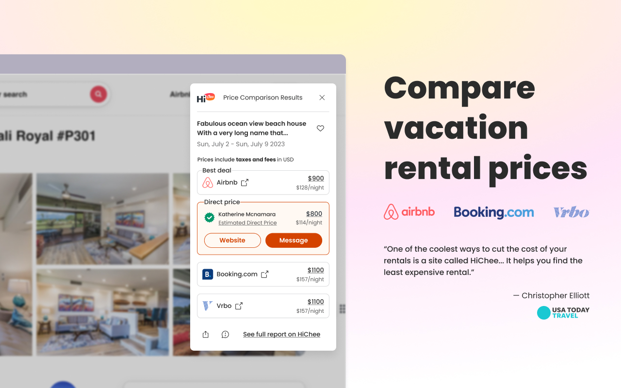 HiChee: Airbnb/Booking/Vrbo Price Comparison