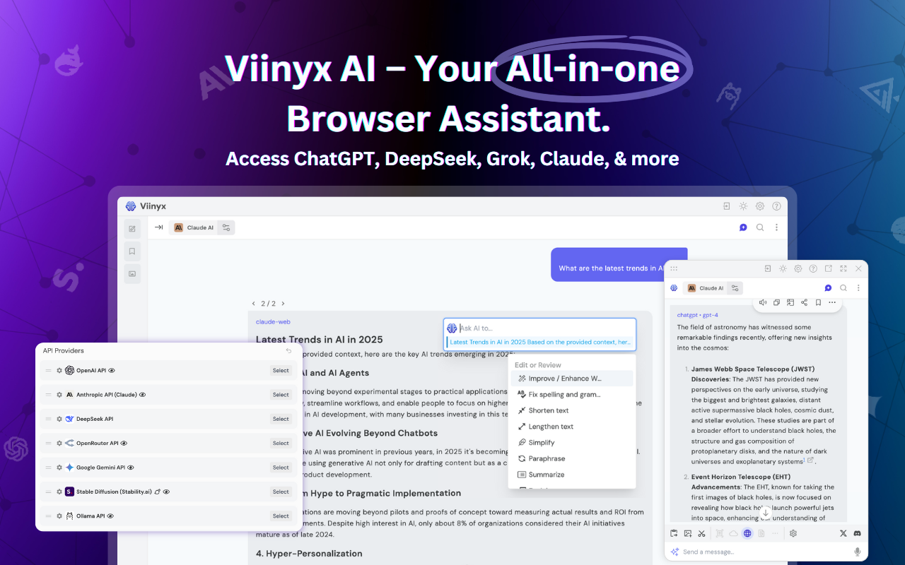 维尼克斯 - 人工智能助手 (ChatGPT, GPT-4o, Claude, Gemini)