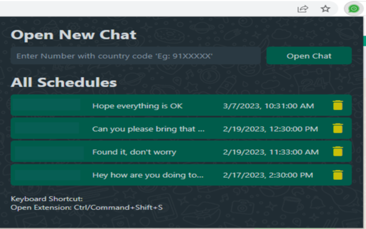 WA Schedule Messages