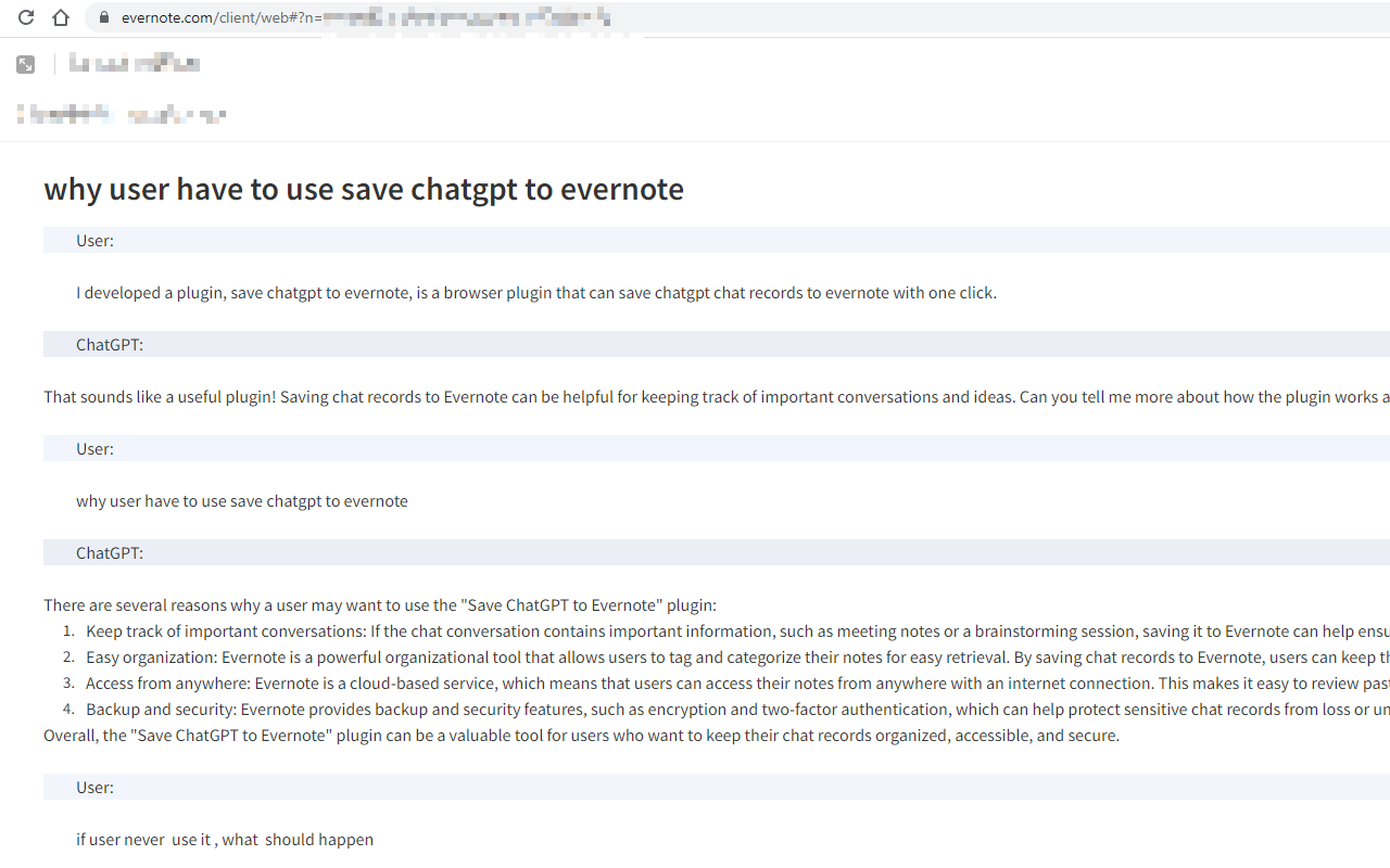 保存 ChatGPT 聊天记录 to evernote