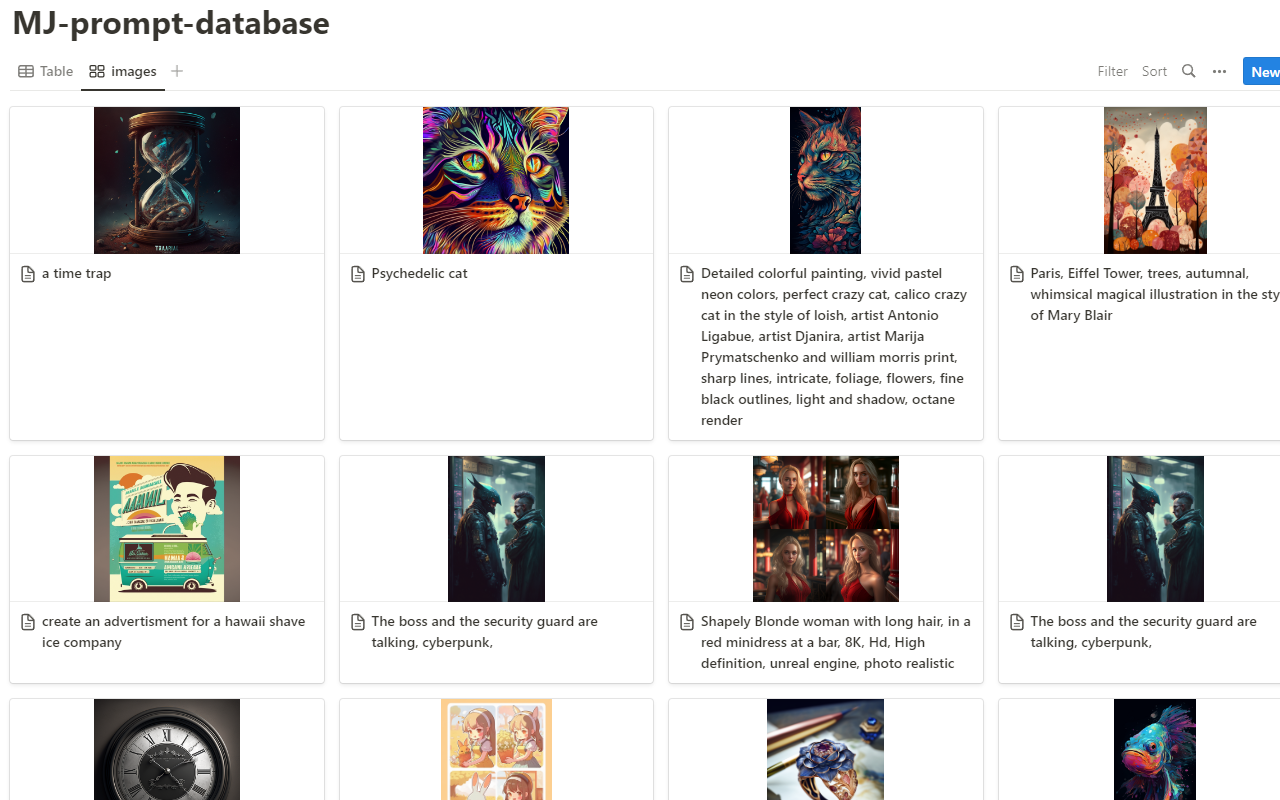 保存 midjourney 提示词到 notion