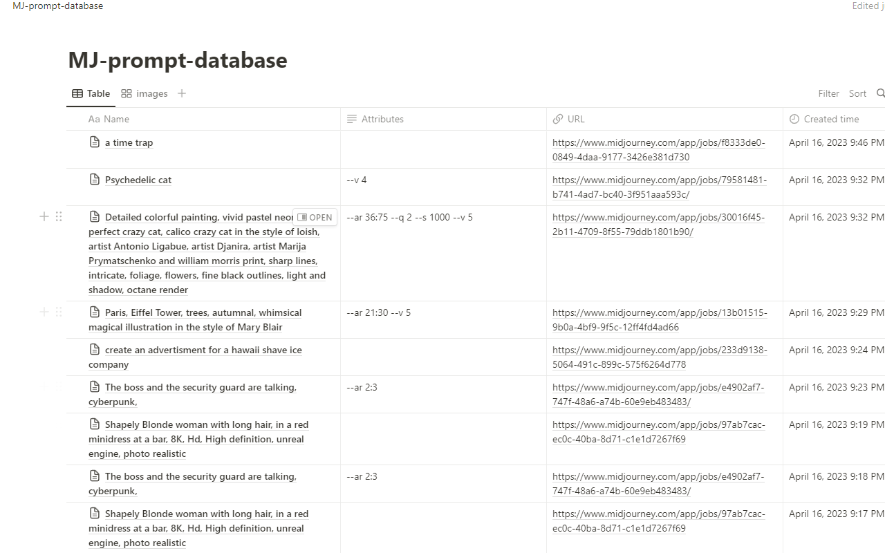 保存 midjourney 提示词到 notion