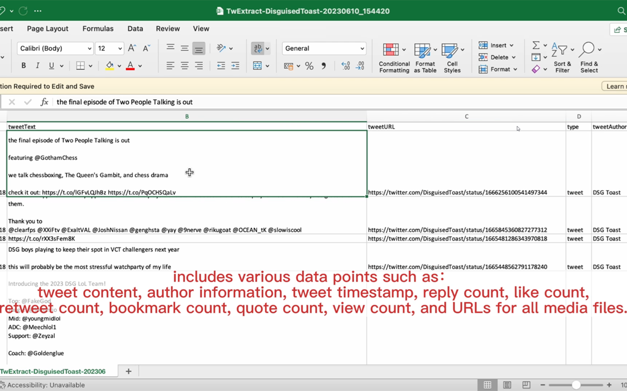 TwExtract - export anyone's tweets to CSV