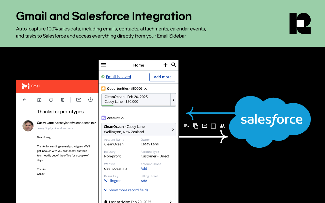 Salesforce 和 Gmail 的 Revenue Grid