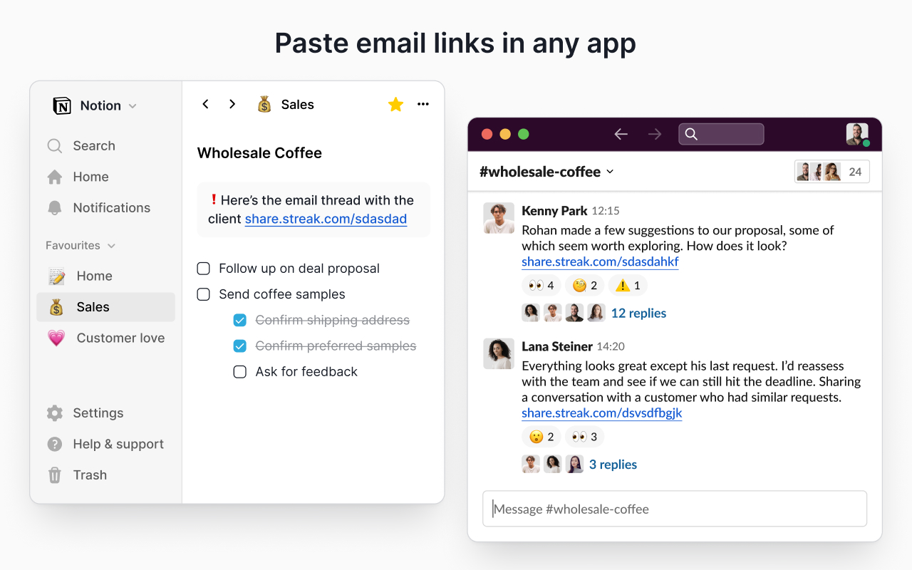 Streak Email Sharing for Gmail