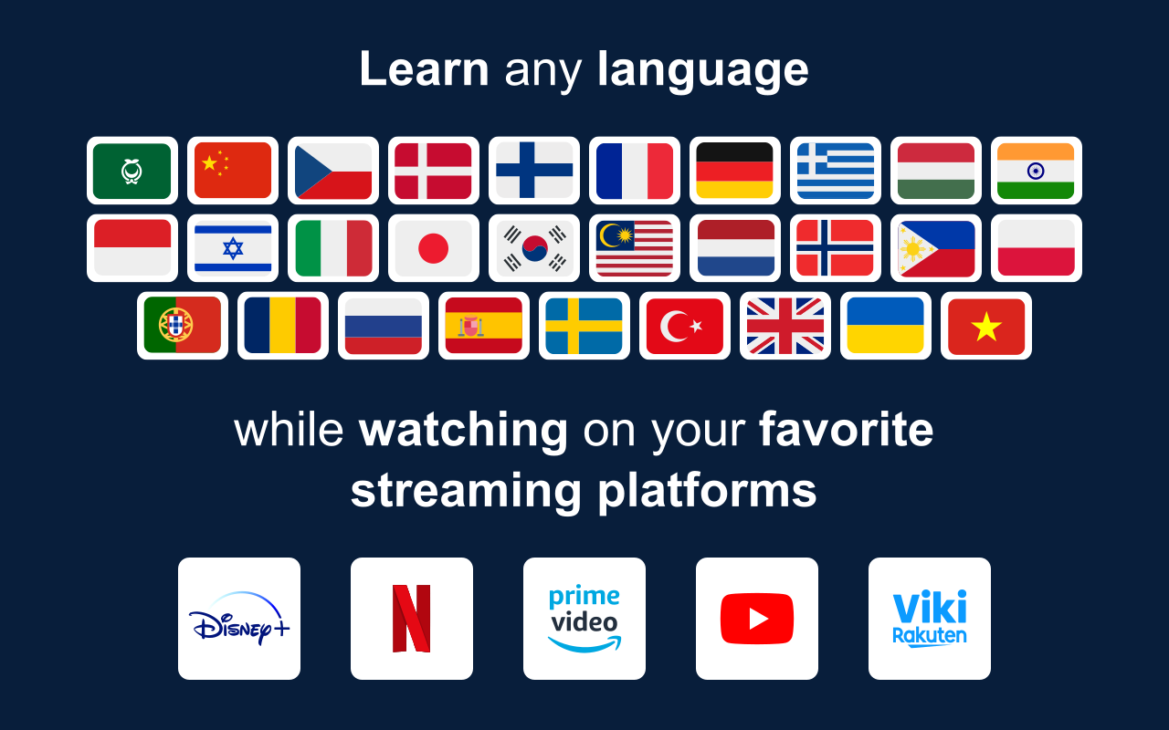 Sabi - Language Learning with Netflix, YouTube, Disney+, Prime Video, Viki