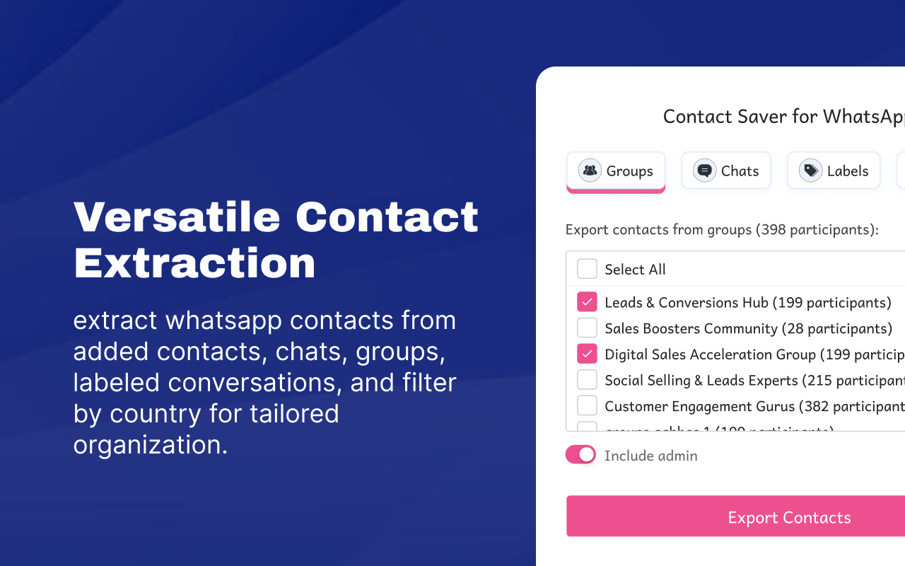 联系人保存器 & 下载WhatsApp群组电话号码 | WASBB.COM