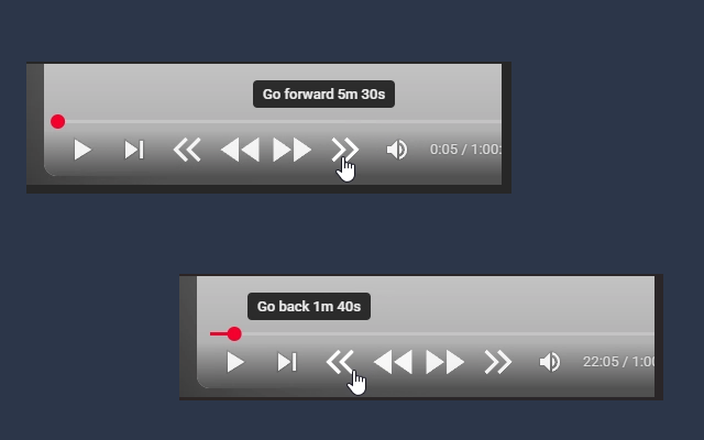 YouTube Rewind & Fast Forward Buttons
