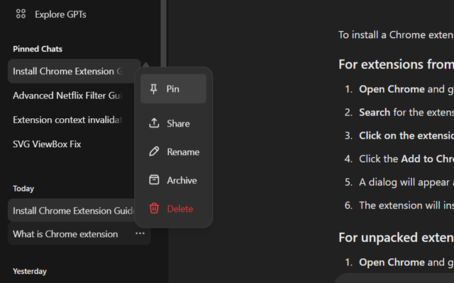 PinFlux - Pin ChatGPT Chats