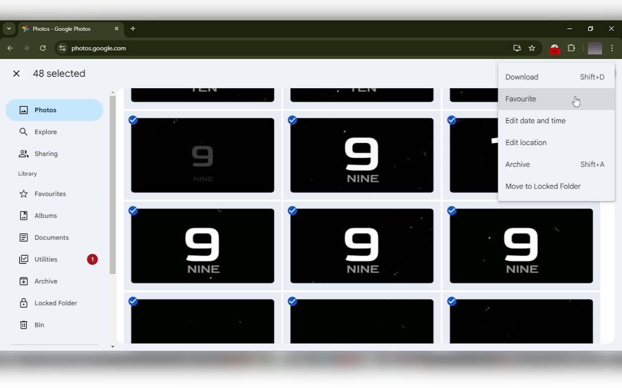 Bulk Select Google Photos