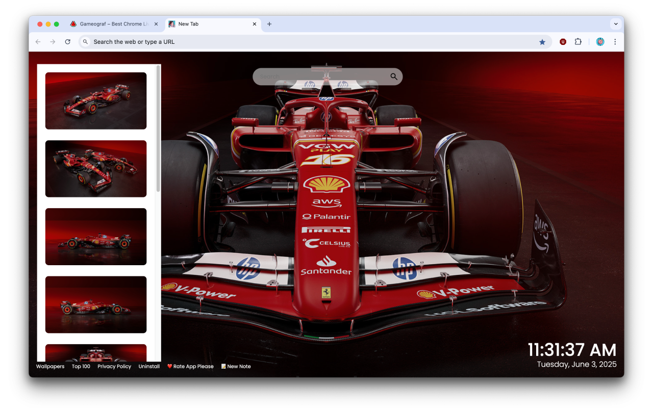 Ferrari Formula 1 Car SF-24 Wallpapers New Tab by Gameograf