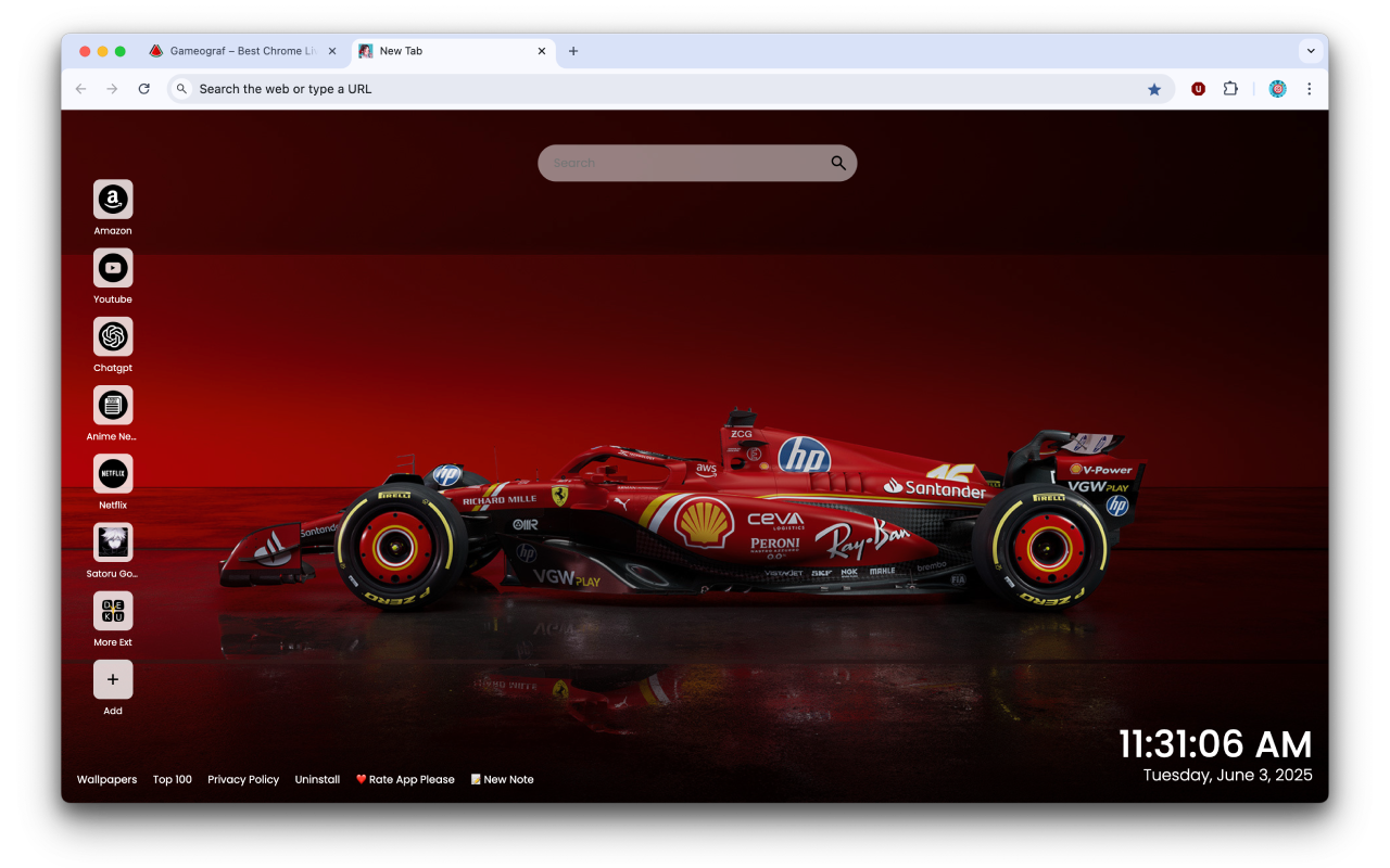 Ferrari Formula 1 Car SF-24 Wallpapers New Tab by Gameograf