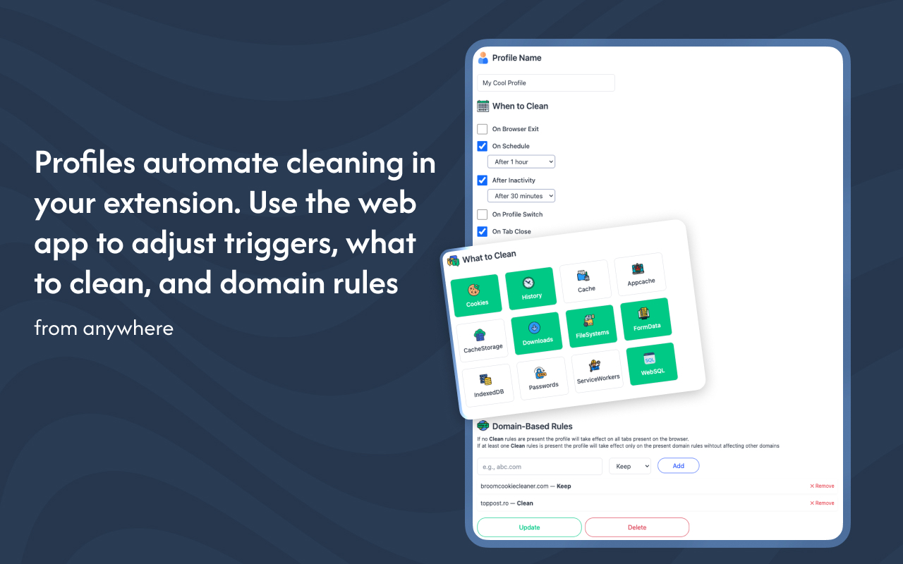 Broom Cookie Cleaner & Cookie Editor - 最适合 Chrome