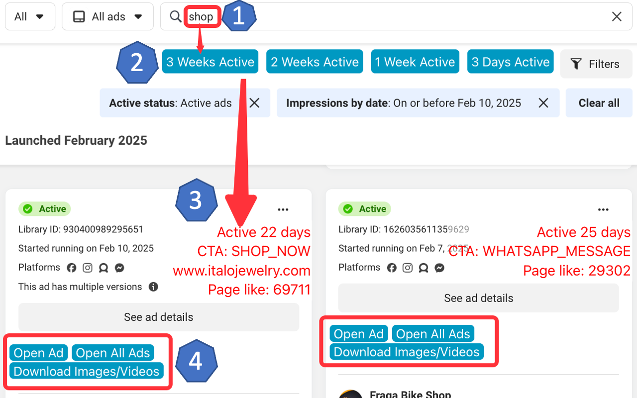 Facebook Ad Library Insights - Filter ADs,Download HD-Videos