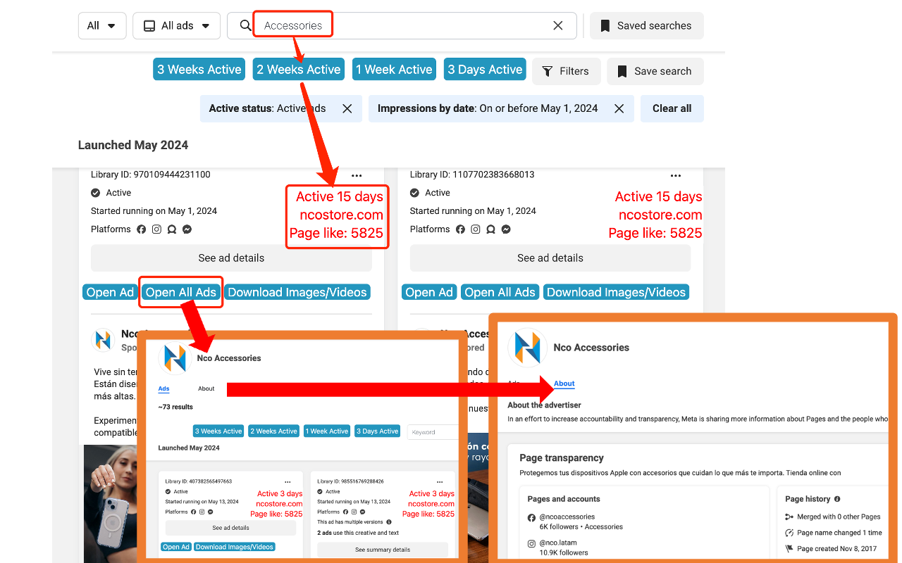 Facebook Ad Library Insights - Filter ADs,Download HD-Videos
