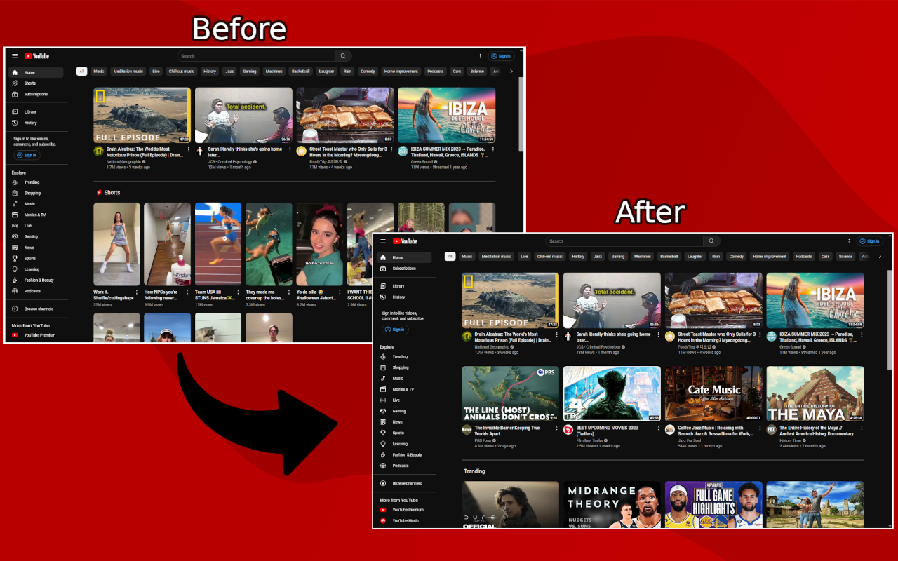 Hide shorts for Youtube™