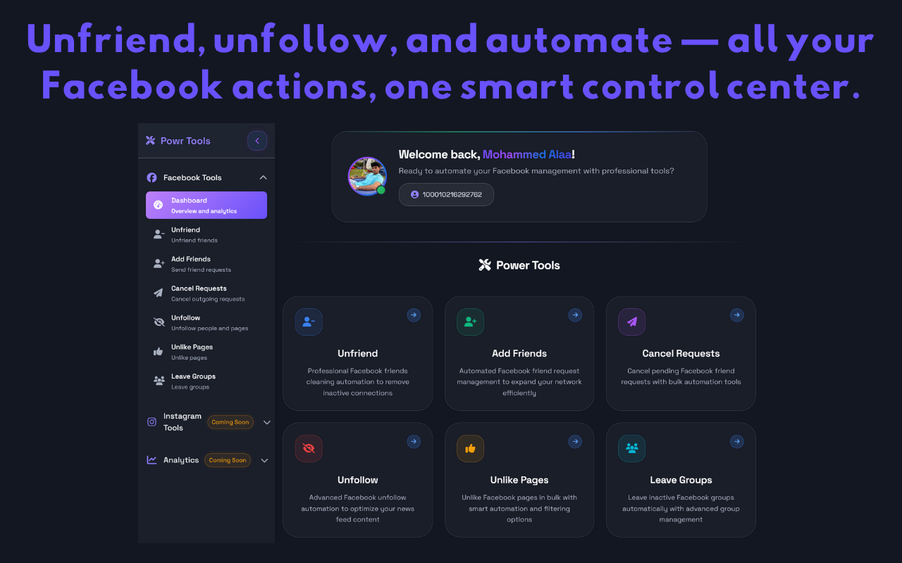 Facebook Manager: Friends, Following, Requests & Groups - Koptan