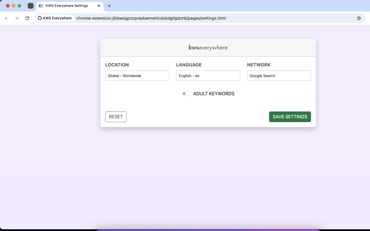 KWS Everywhere - SEO Keyword Tool