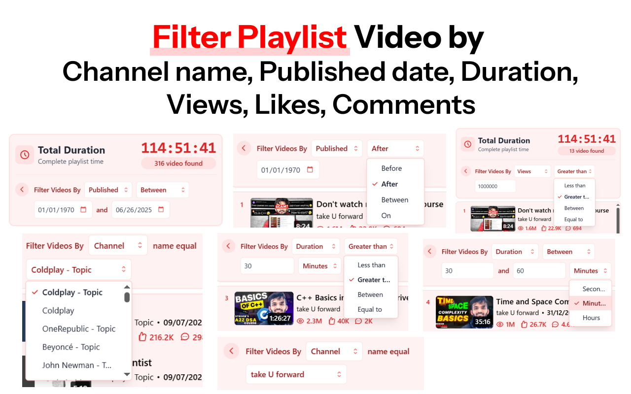 Youtube Playlist Guru: Search, Sort, Filter & Calculate Playlist Duration
