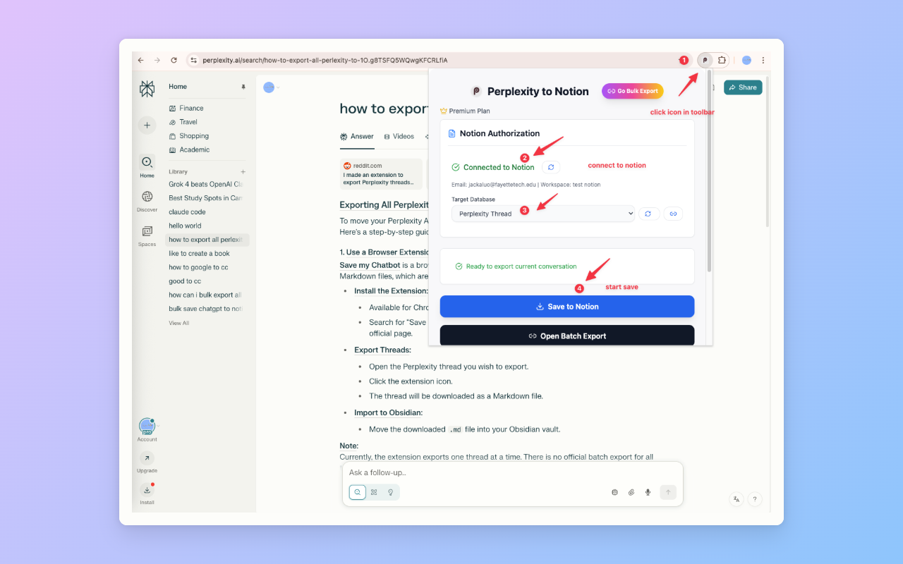 Save Perplexity to Notion - 批量导出