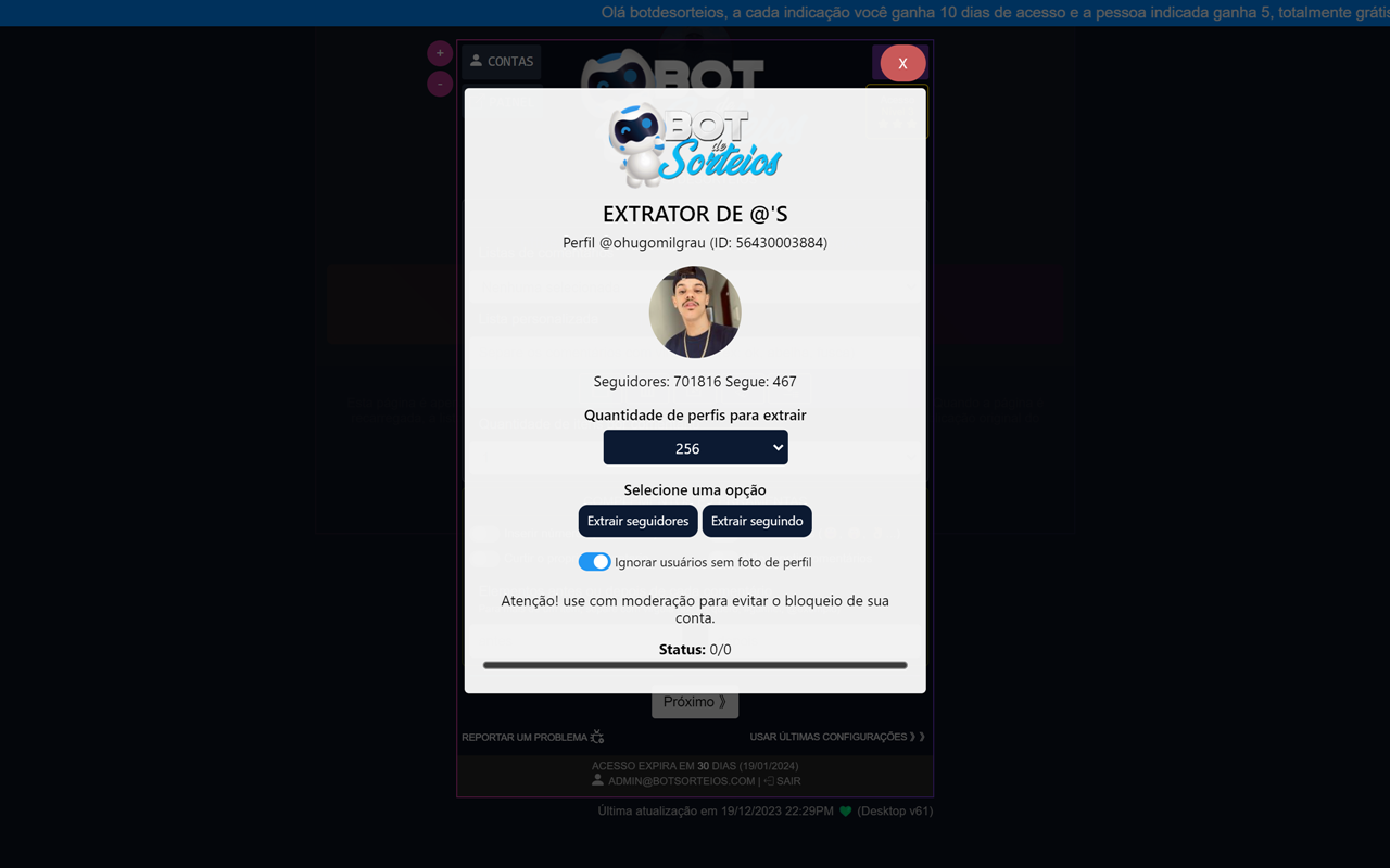Robô de Comentários - Bot de Sorteios