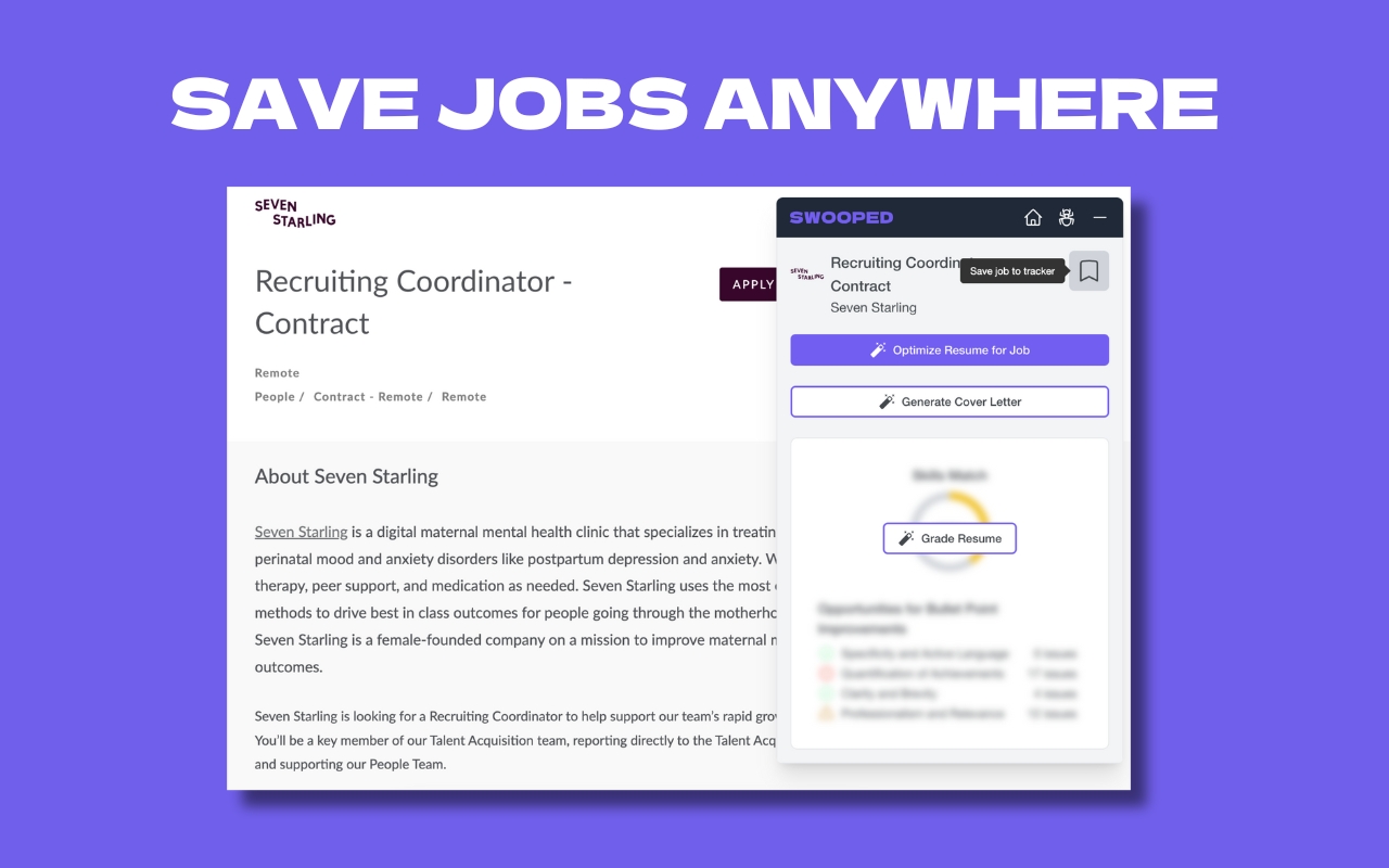 Swooped - Job Search Tracker, Resume Optimization, and AI Cover Letters