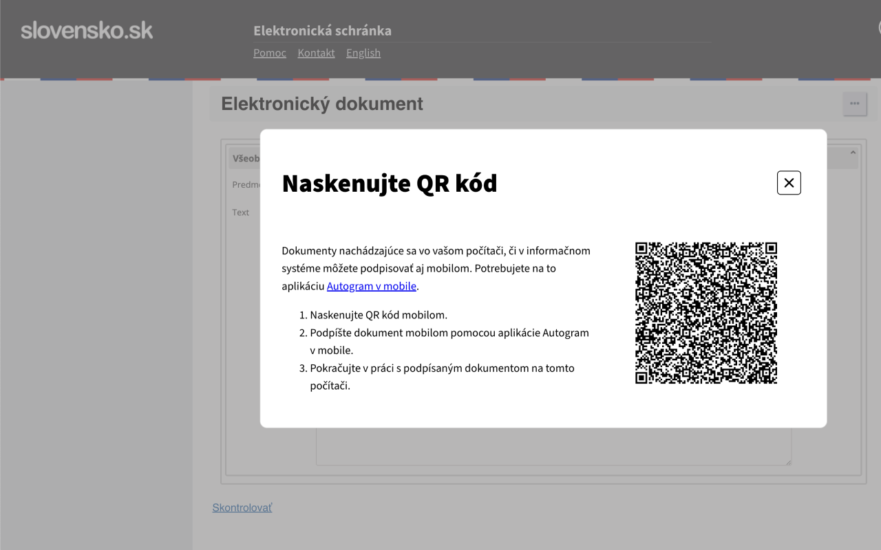 Autogram na štátnych weboch