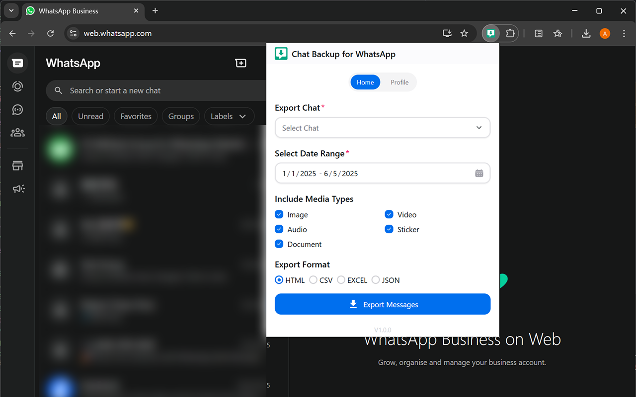 WhatsApp 聊天消息备份
