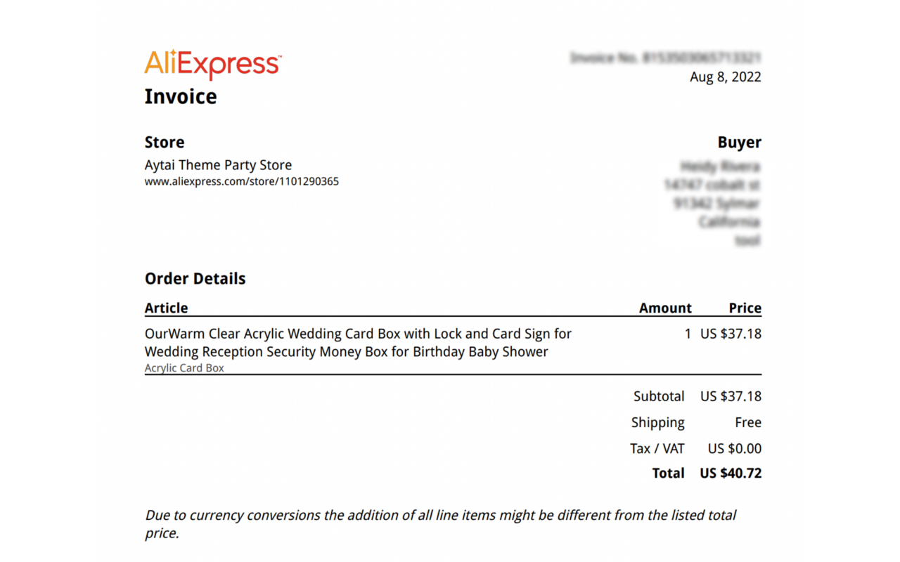 AliVoice - Get AliExpress Invoice & Receipt