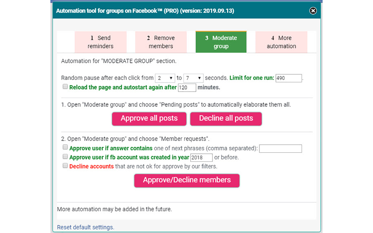 Automation tool for groups on Facebook™