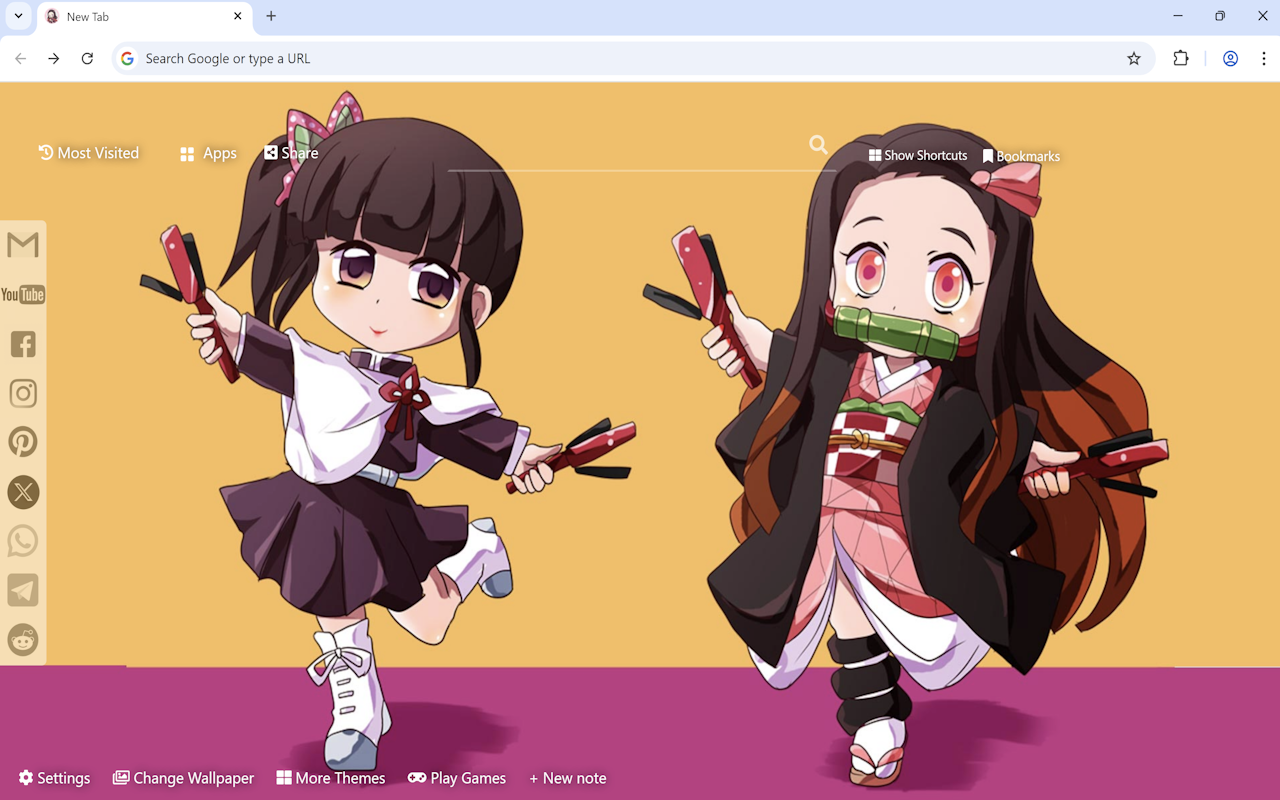 Demon Slayer Nezuko Chibi Wallpaper New Tab