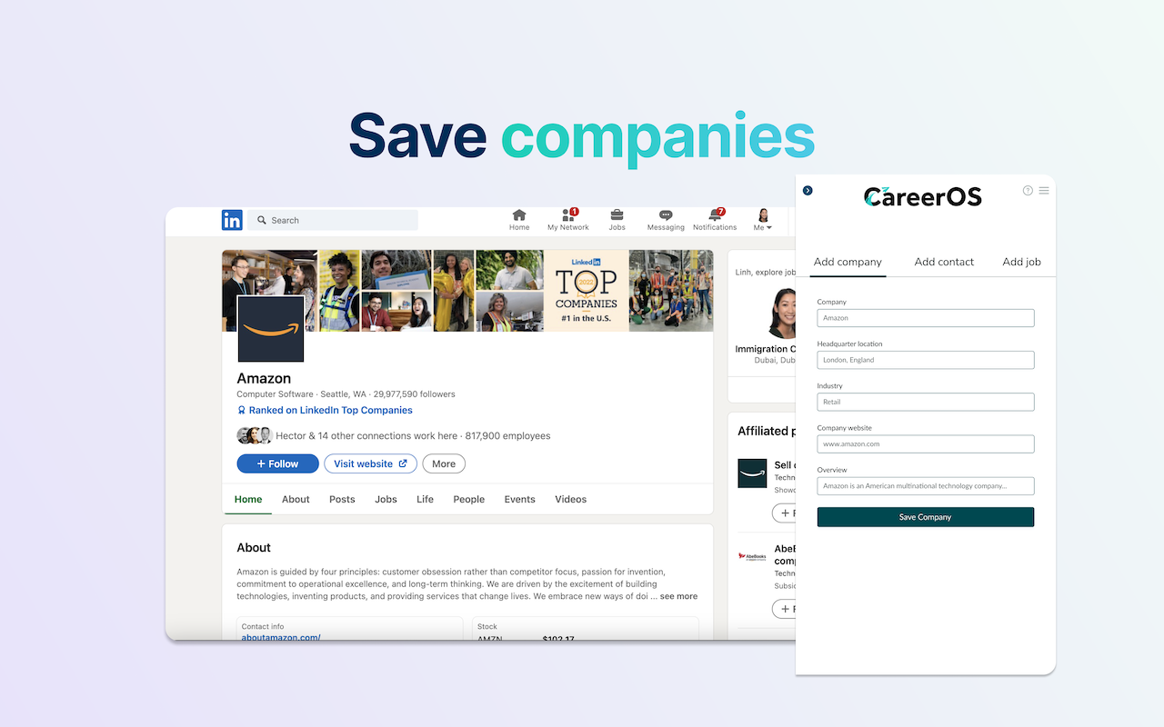 CareerOS - Save Jobs & Contacts with Ease