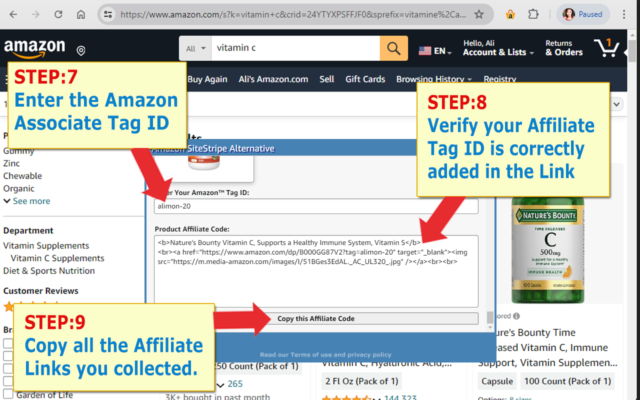 Amazon SiteStripe Alternative