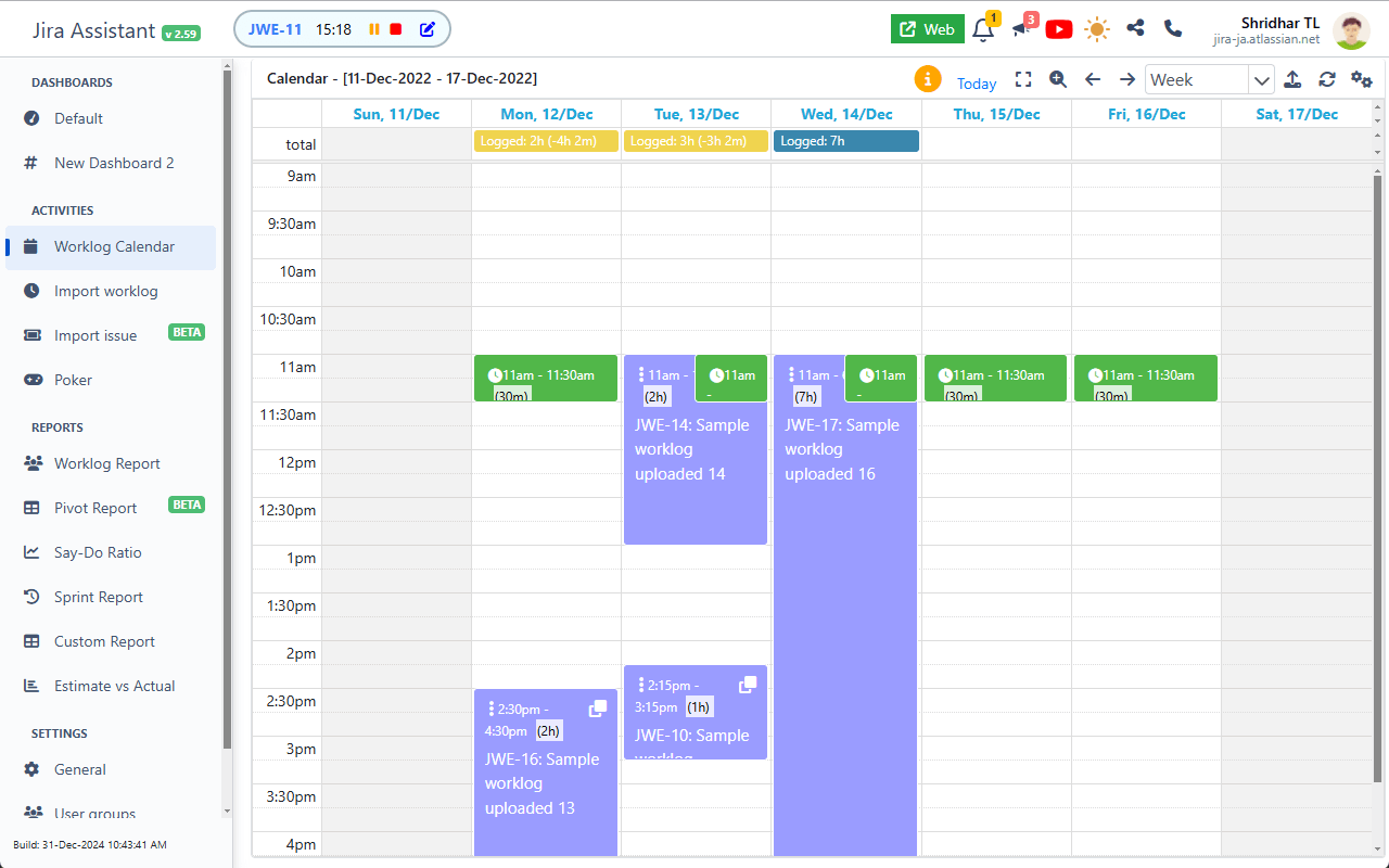 Jira Assistant: Worklog, Sprint report, etc