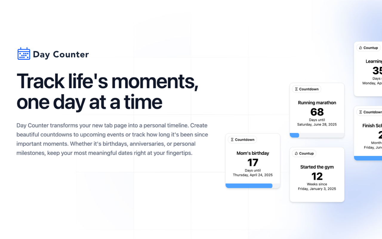 Day Counter - New Tab Page