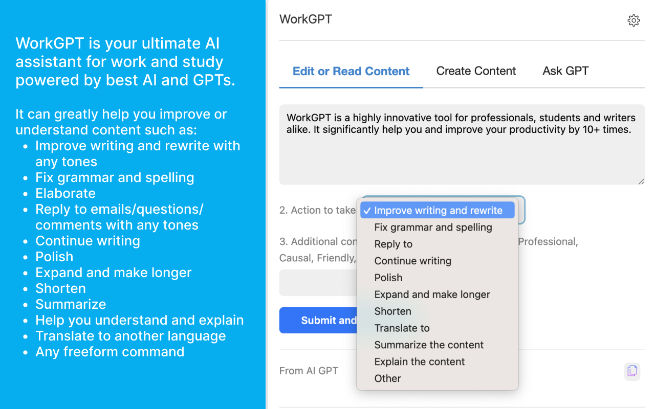 WorkGPT - Your Ultimate AI for Work (with ChatGPT, Gemini, Grok, Claude)