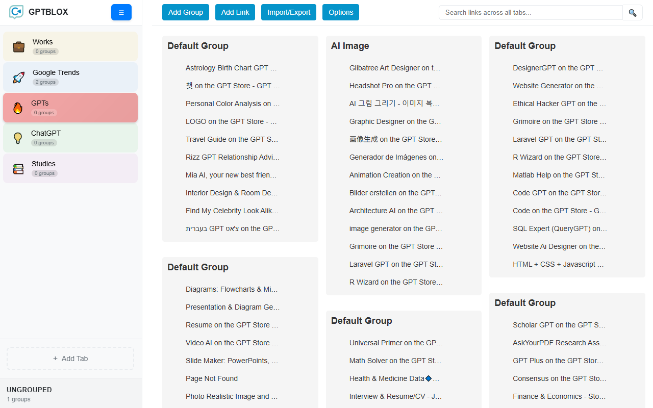 GPTBLOX 内容管理器 - ChatGPT 对话下载与网页收集器