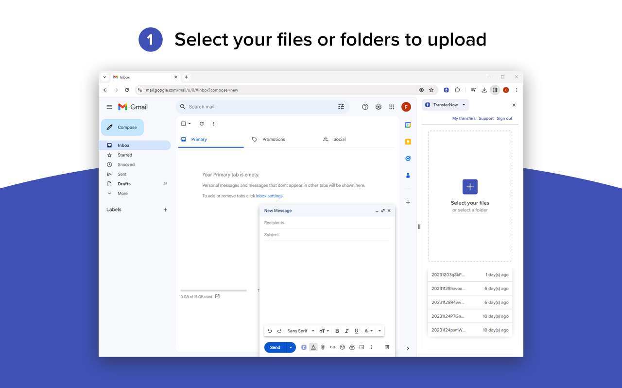 TransferNow for Chrome and Gmail