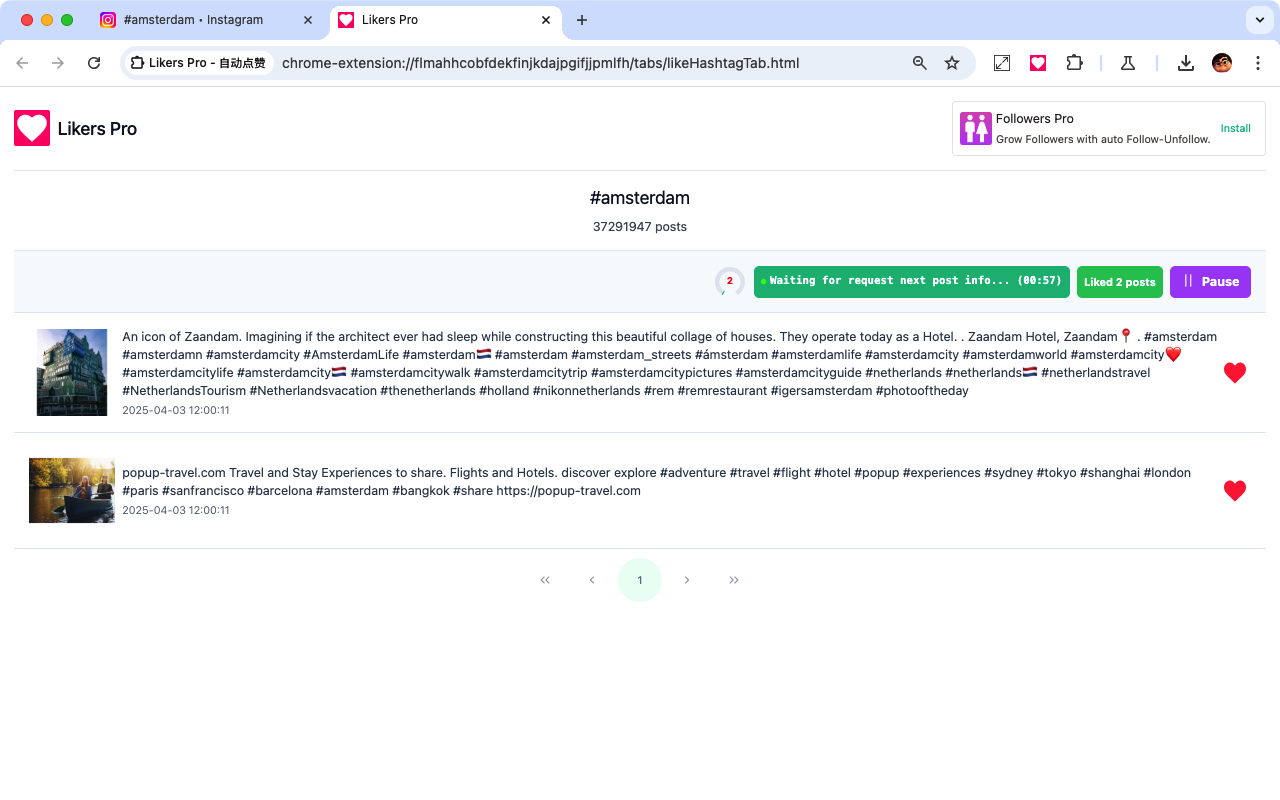 Instagram 自动点赞助手