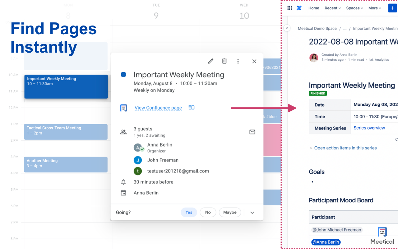 Confluence Chrome Extension - Meetical