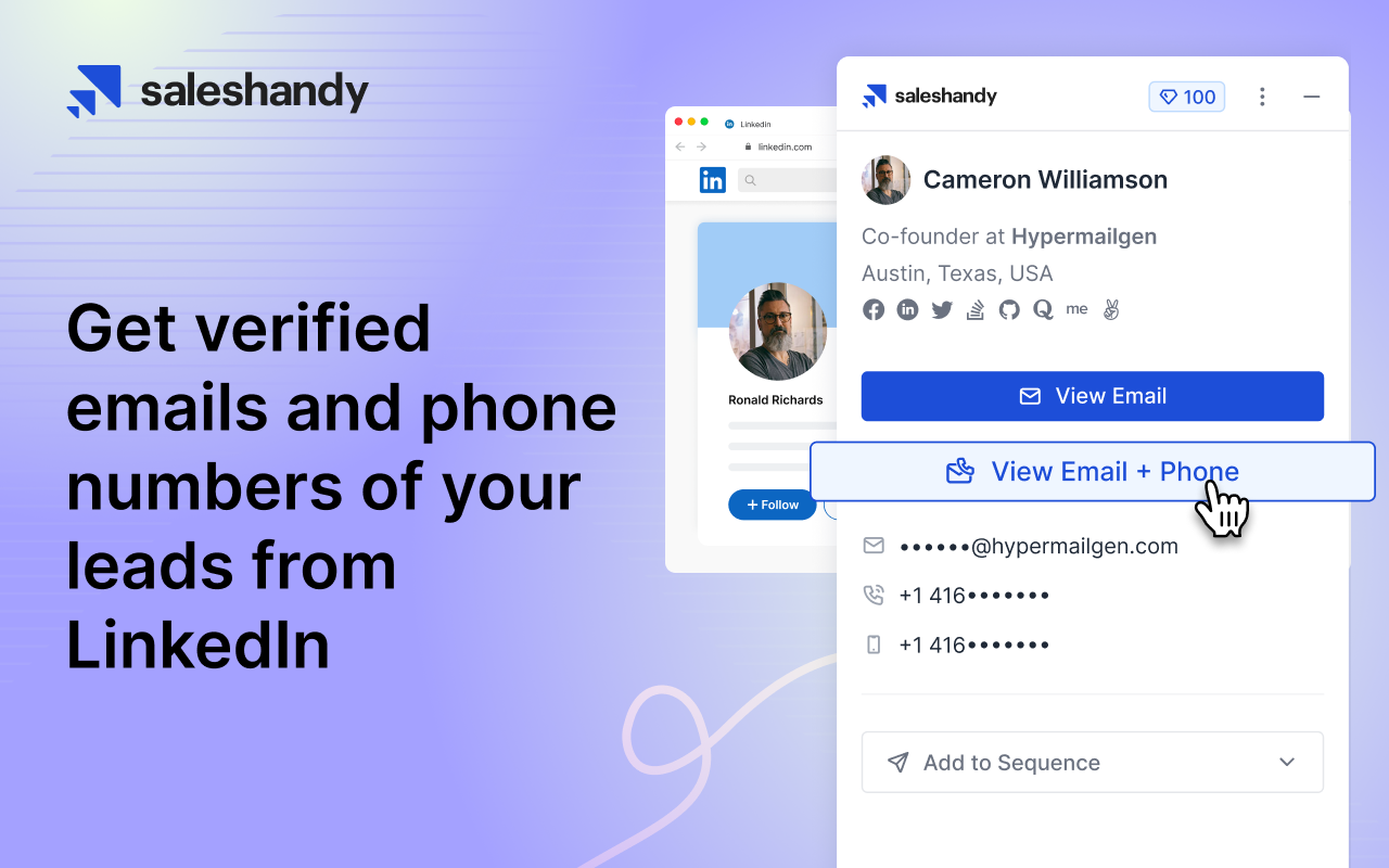 Saleshandy Connect 2.0: B2B Email Finder and Phone Lookup